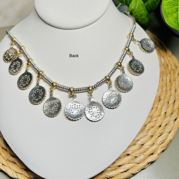 Lucky Brand Two-Toned Cutout Medallion Collar Necklace - Picture 6 of 10